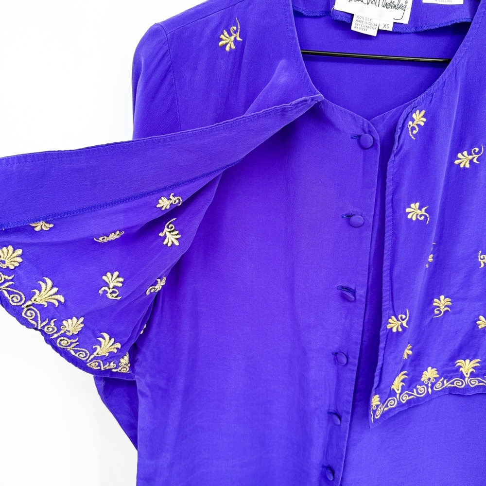 Vintage Diane Von Furstenberg 100% Silk The Pines N. Collins Vintage Blouse XS - Picture 4 of 11